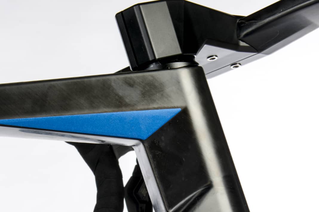 Carbon is the material of choice for competition bikes because it is lighter than aluminium and gives manufacturers more freedom in frame design.
