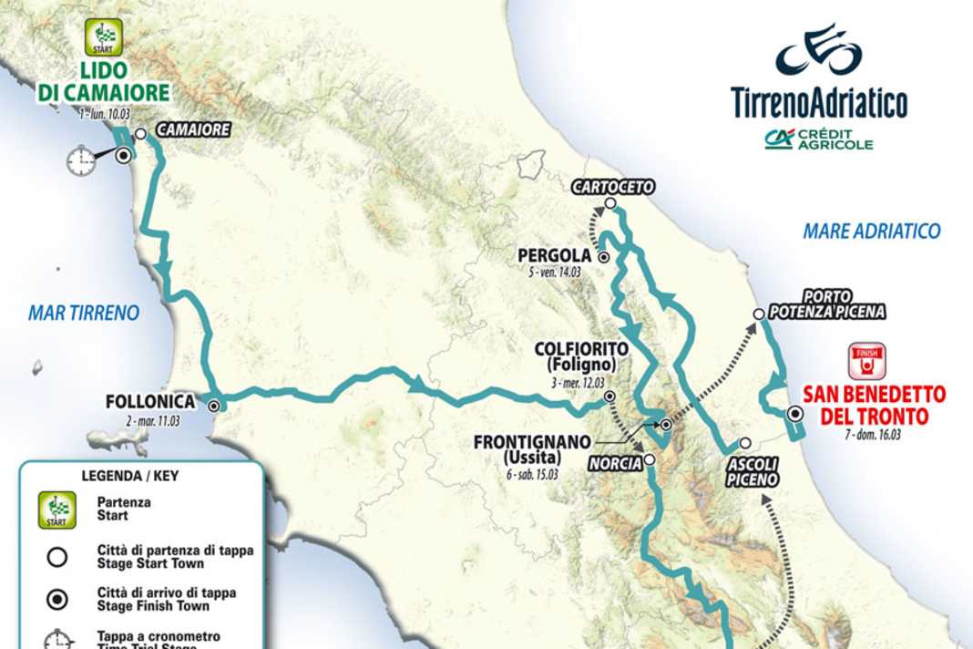 Das ist die Strecke von Tirreno-Adriatioco 2025