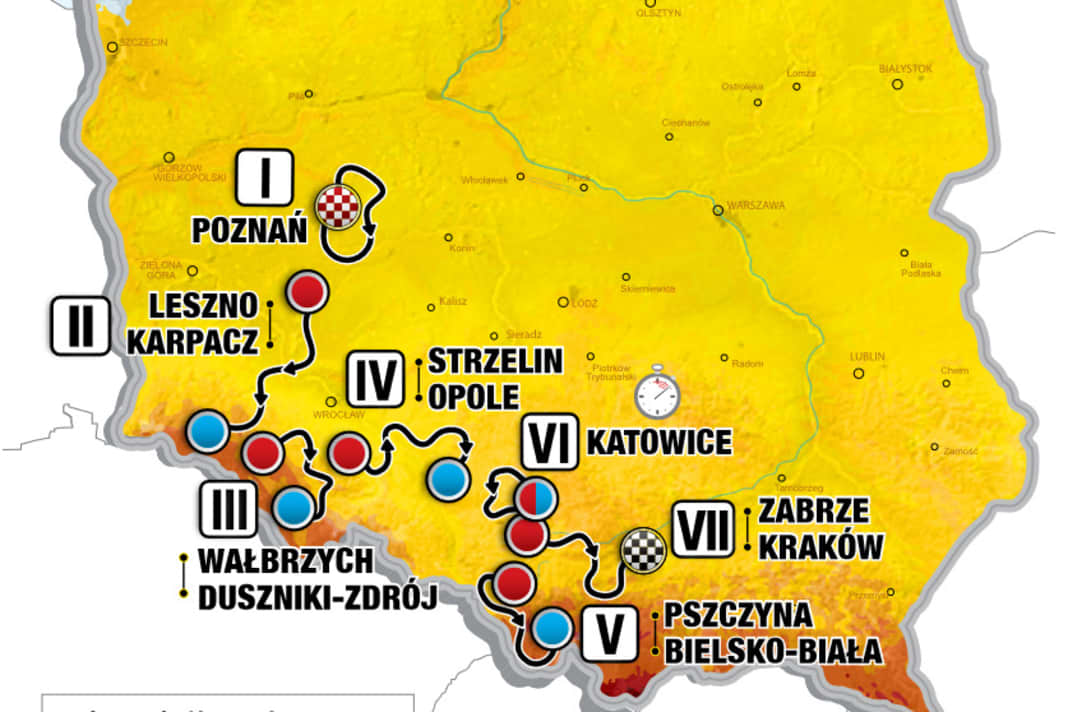 Le Tour de Pologne 2023 sur la carte