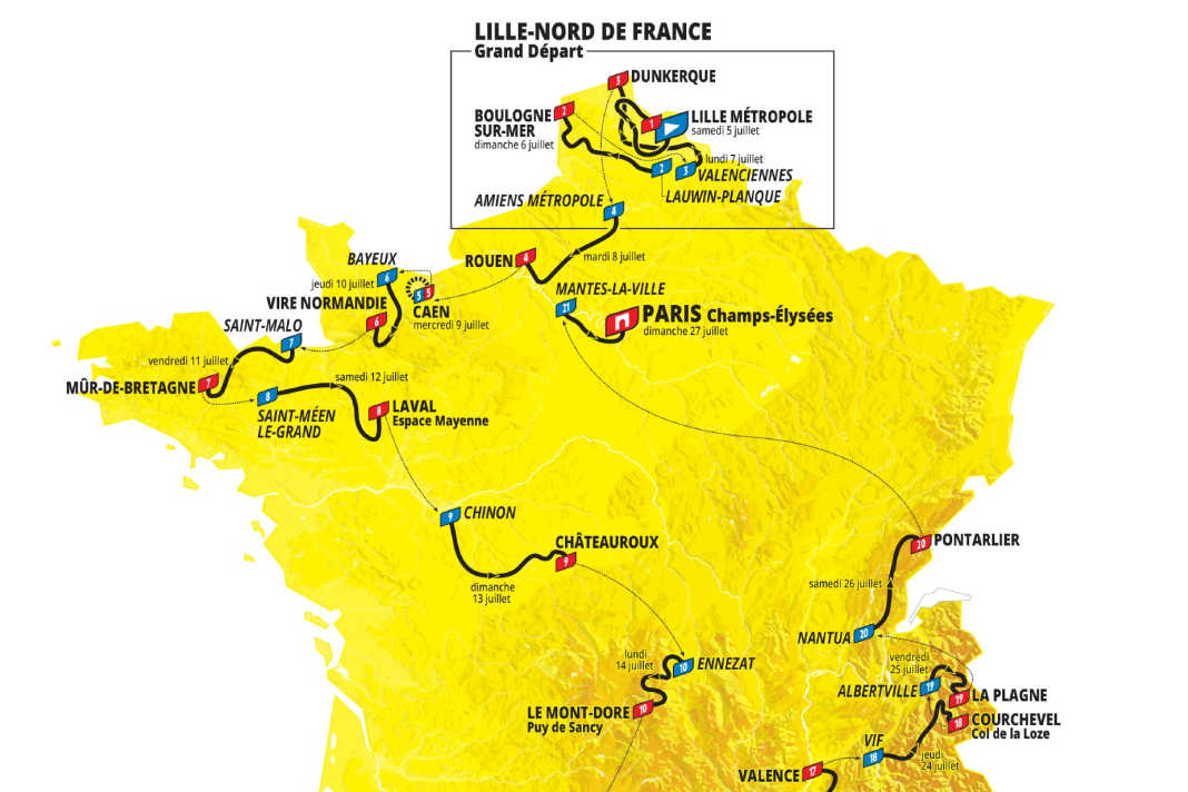 Die Tour de France 2025 auf der Karte