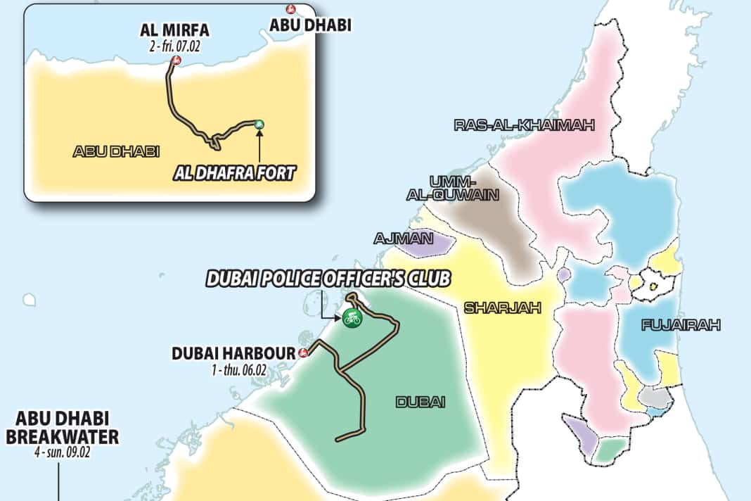 Die UAE Tour der Frauen 2025 auf der Karte