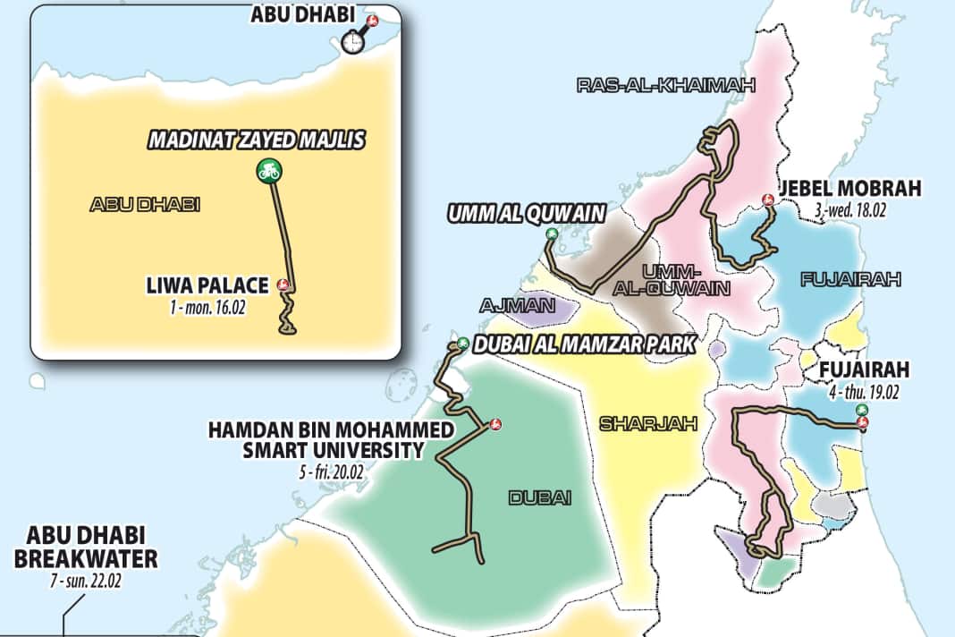 Overview map of the UAE Tour