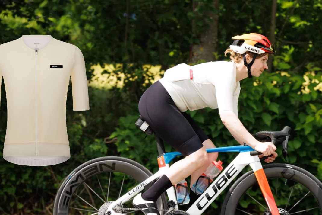 Premier essai du maillot Santini lors d'une sortie d'essai avec le Cube Litening Aero