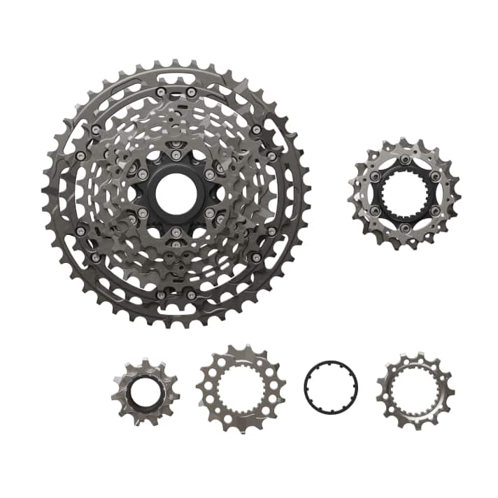 Is this the new standard? Shimano offers an option with 9-45 teeth. The cassette fits Microspline freewheels and the six smallest sprockets are interchangeable.
