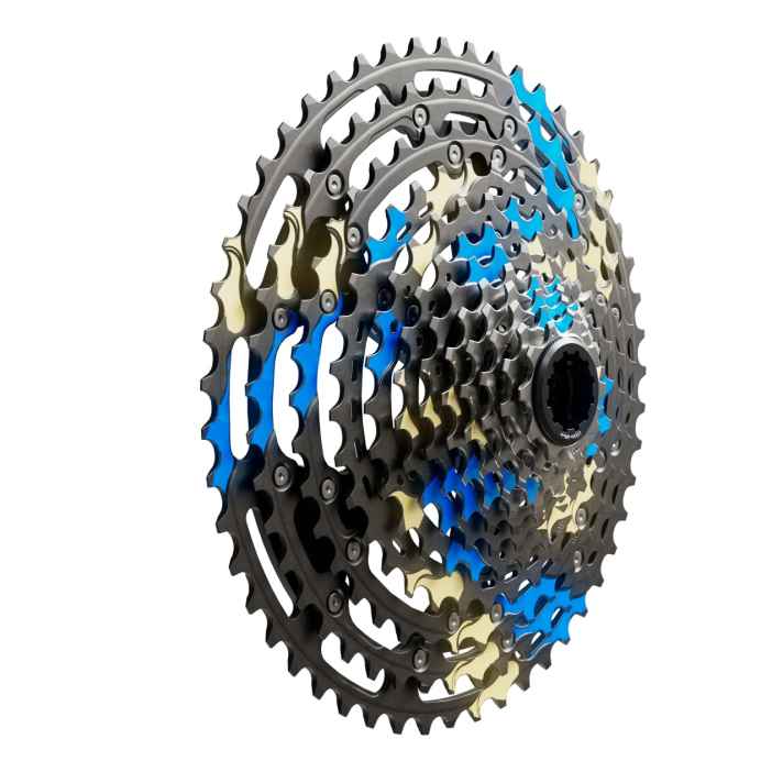 Die markierten Flächen zeigen die speziellen Gleitbereiche über welche die Kette besonders geschmeidig auf das größere, beziehungsweise kleinere, Ritzel wechseln soll.