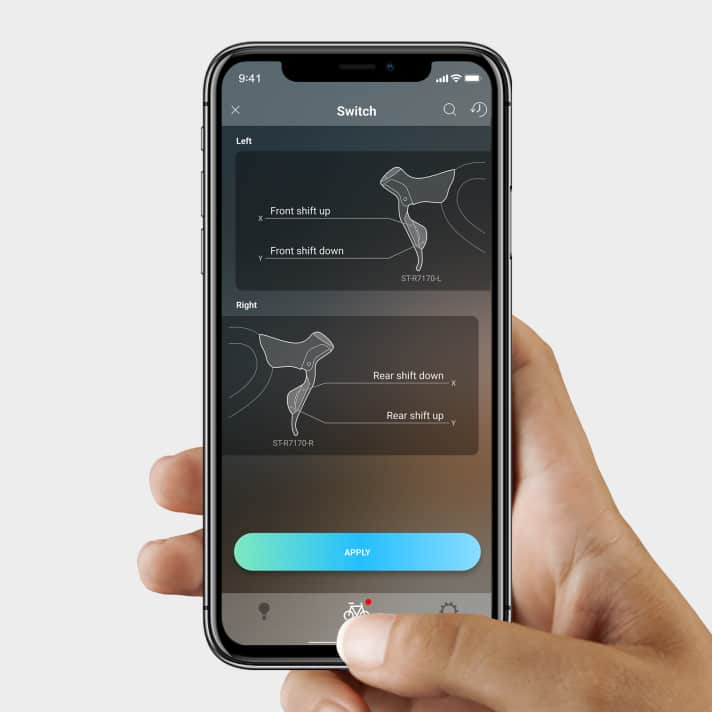 Les composants peuvent être configurés individuellement via l'application E-Tube de Shimano.