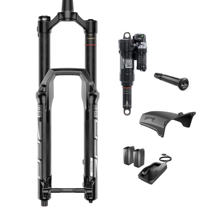 The Rockshox ZEB Ultimate Flight Attendant is available for the downhill-orientated conversion kit. 
