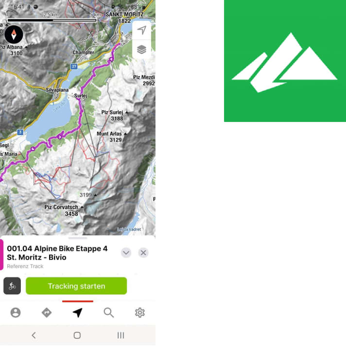 Screenshot of the Bergfex app with logo