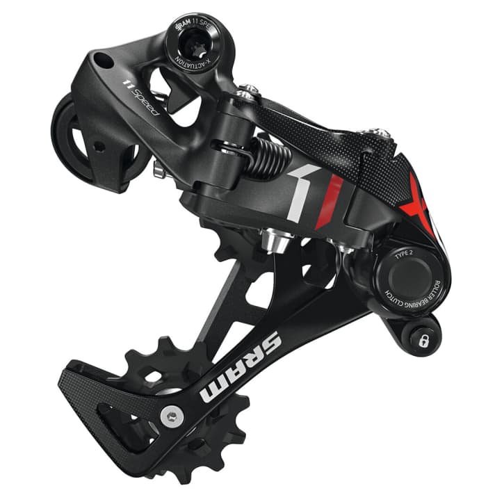 The rear derailleur of the X01 groupset from Sram can be found on 1x11 drivetrains. It can be combined with cassettes with 10-42 teeth. | n.