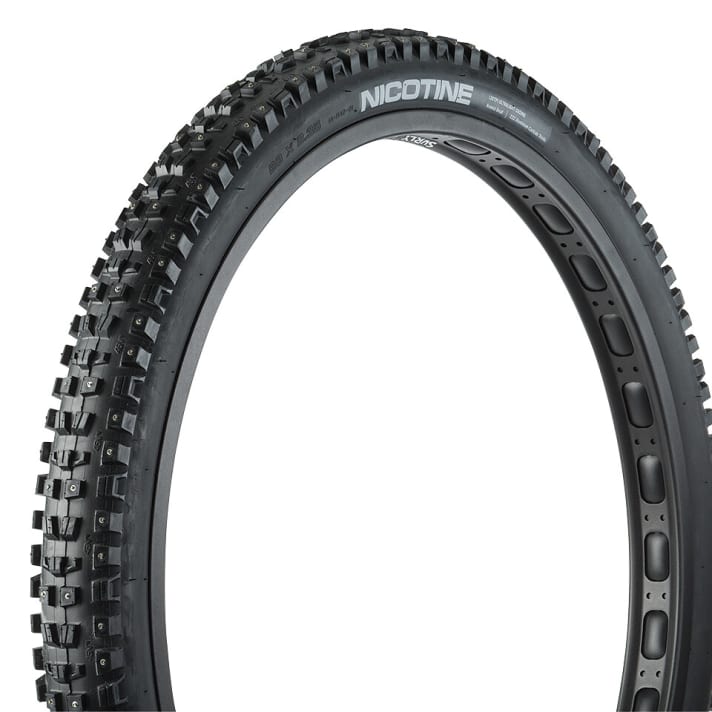   The Nicotine from 45Nrth has 222 studs. The winter tyre is available in size 29x2.35'' and with a 120-TPI carcass.