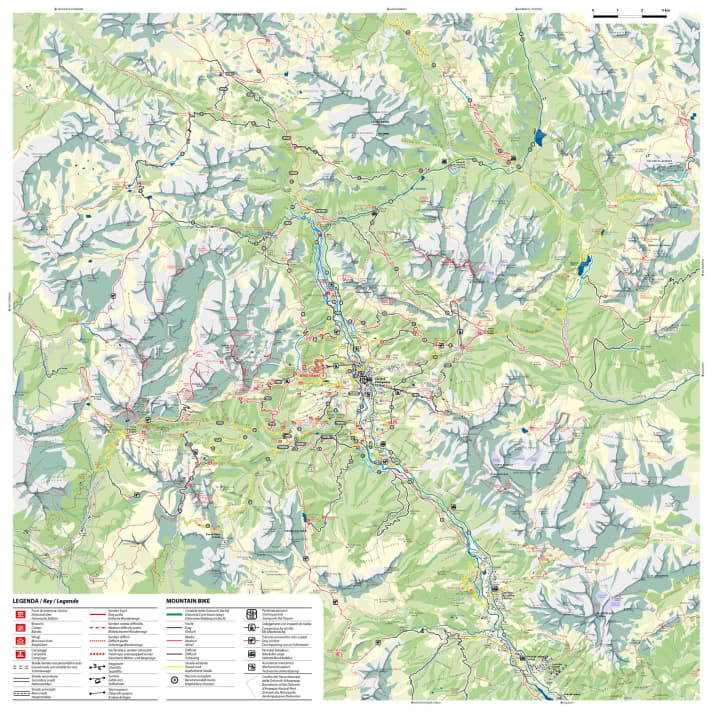   Eine Karte mit allen MTB-Touren und Trails rund um Cortina d'Ampezzo.