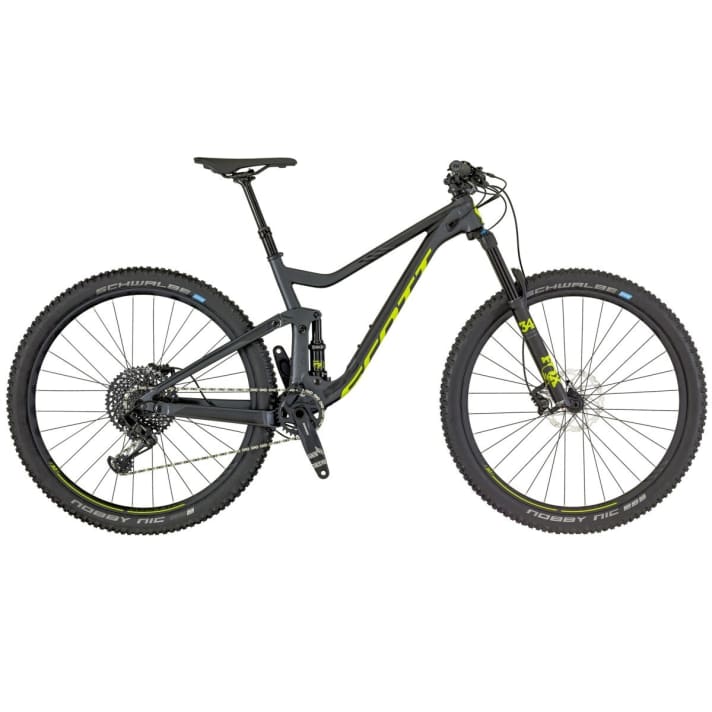  Das Genius 940 aus Alu macht einen guten Eindruck und kommt mit Schwalbe Nobbx Nic Addix-Reifen, der neuen Sram GX Eagle, Shimano MT500-Bremsen und einem Fox Performance-Fahrwerk. 
