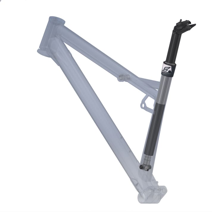   Die integrierte Eightpins-Sattelstütze ist endlich marktreif und kommt an Liteville-Rahmen bereits zum Einsatz. 2018 soll sie auch für andere Rahmenhersteller erhältlich sein. Die Eightpins-Variostütze wird durch eine Schraubachse im Inneren des Rahmens verankert und benötigt kein eigenes Außenrohr mehr. Diese Bauart spart nicht nur Gewicht, sondern bietet auch noch mehr Hub. Je nach Rahmengröße bis zu 200 Millimeter.