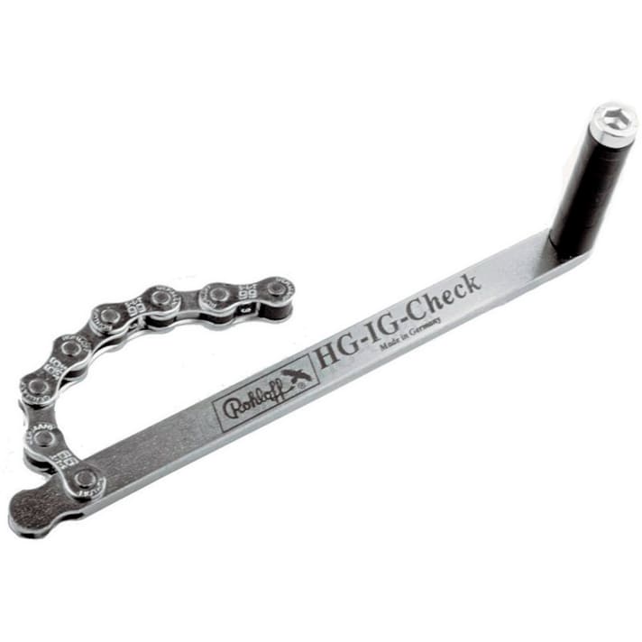 Zeigt Kassettenverschleiß an: <a href="https://www.awin1.com/cread.php?awinmid=11768&awinaffid=471469&clickref=B+Rohloff+HG-Check&ued=https%3A%2F%2Fwww.rosebikes.de%2Frohloff-hgig-check-ritzelverschleisslehre-23042" target="_blank" rel="noopener noreferrer nofollow">Rohloff HG-Check</a> *.