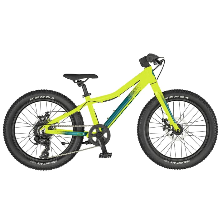 Für Kinder mit einer Körpergröße von 1,20-1,35 m eignet sich das 20-Zoll-Bike Roxter. Das 359 Euro teure Scott Kinder-Bike mit Starrgabel und 2,6 Zoll breiten Reifen soll 10,2 kg wiegen.