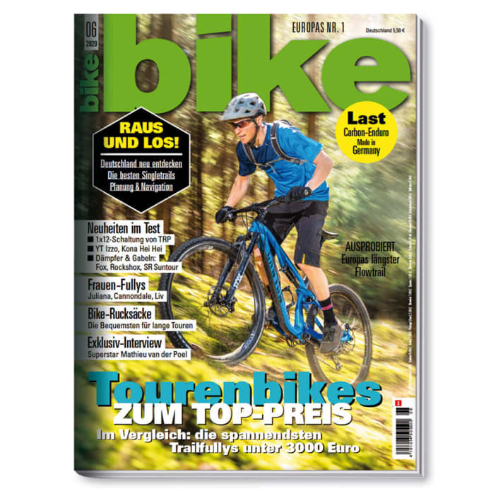   Are you keen on mountain biking? Get out and go! In <a href="https://www.delius-klasing.de/abo-shop/?zeitschrift=257" target="_blank" rel="noopener noreferrer">BIKE 6/20</a> you'll find over 30 pages focussing on home - Germany's best sinlge trails, planning and navigation! Order the current <a href="https://www.delius-klasing.de/bike-04-2020-bik-2020-04" target="_blank" rel="noopener noreferrer">issue with free shipping to your home</a>, or read the digital edition here for € 4.49 in the BIKE app on the <a href="https://apps.apple.com/en/app/bike-das-mountainbike-magazin/id447024106" target="_blank" rel="noopener noreferrer nofollow">iOS device</a> or <a href="https://play.google.com/store/apps/details?id=com.pressmatrix.bikeapp" target="_blank" rel="noopener noreferrer nofollow">Android tablet</a> .