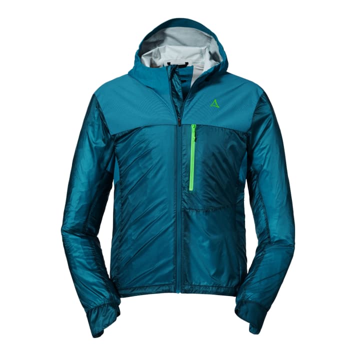 Lightweight wind and weather protection for long tours: when folded, the Schöffel jacket even fits in a jersey pocket. | e.