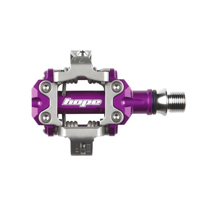   Hope offers a choice of six colours for each of its clipless pedals.