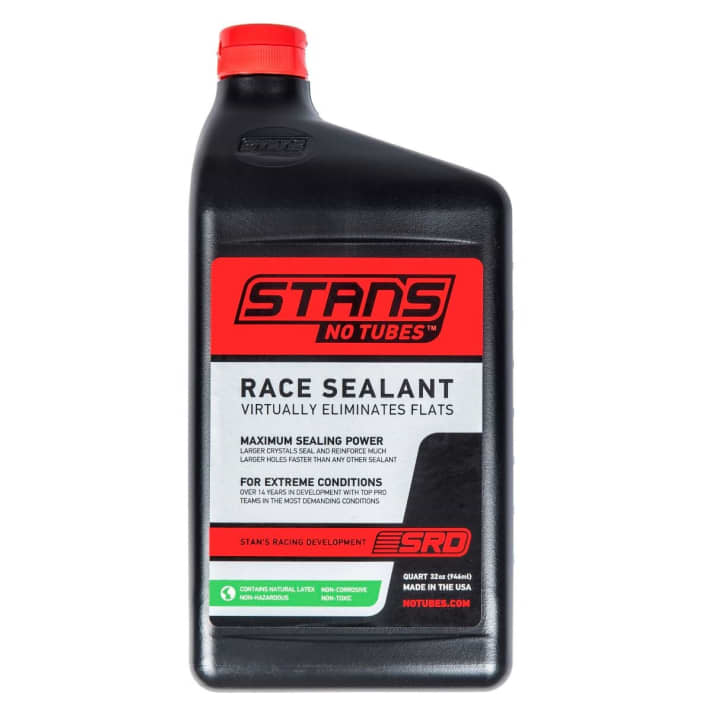   <a href="https://www.awin1.com/cread.php?awinmid=11768&awinaffid=471469&clickref=B+Dichtmilch+Stan%C2%B4s+Notubes+Race+Sealant+&ued=https%3A%2F%2Fwww.rosebikes.de%2Fstans-notubes-race-sealant-reifendichtmittel-dichtmilch-2673448" target="_blank" rel="noopener noreferrer nofollow">The large bottle of Stan's No Tubes Race Sealant is currently reduced to 32 euros at Rosebikes</a> *.