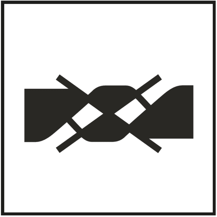   A twisted piece of fabric means to wring out. It is rarely found and is usually crossed out on functional textiles.