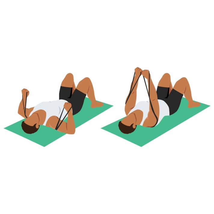 Theraband workout: bench press lying down
