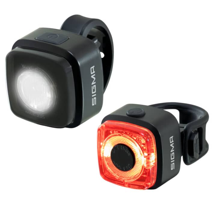 Lights are compulsory on children’s bikes. The Sigma set is compact and easy to use.