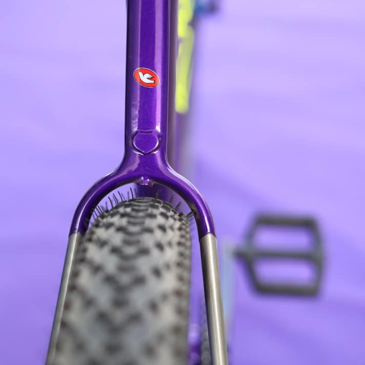 Extra-thin seat tubes nestle aesthetically around the MTB tyres on the Leovelo Jungle Hunt.