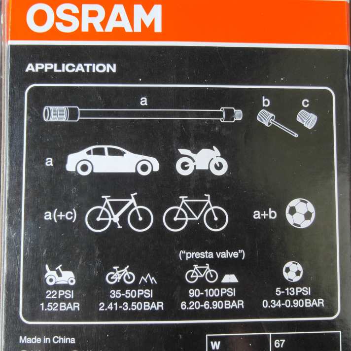 The packaging print shows: A maximum of 6.9 bar is possible with a Presta/Sclaverand valve.