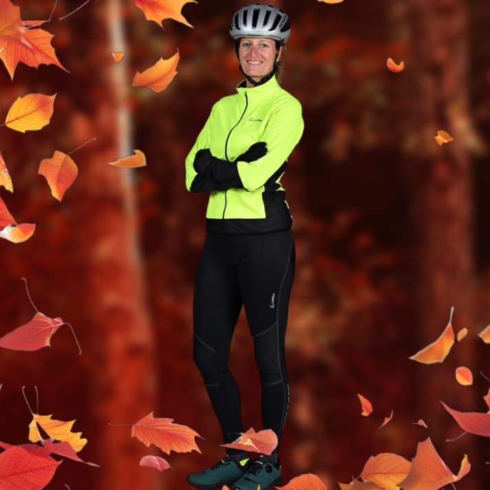 Eher was für Racer - lange Bib Tight mit Windstopper Besätzen und eine sportlich geschnittene Softshell-Jacke von Löffler