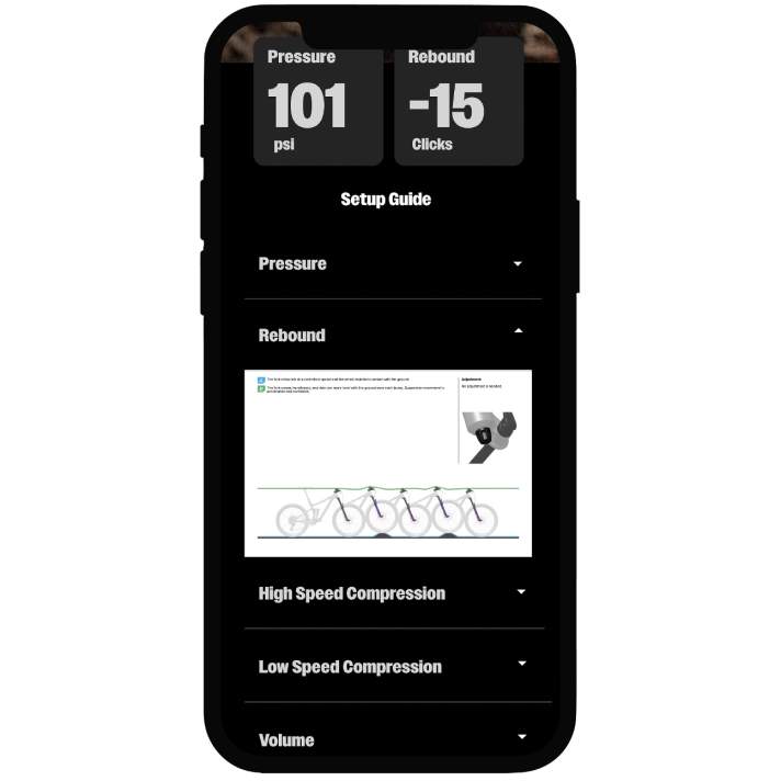 The Rockshox Trailhead app provides recommendations for the basic setup and explains how individual settings can affect the riding behaviour.