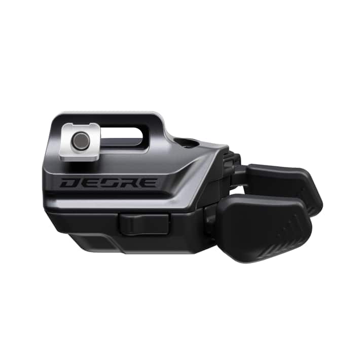 The new wireless SW-M6250R shifter for the new Deore groupset. The configurable function button is also available here.