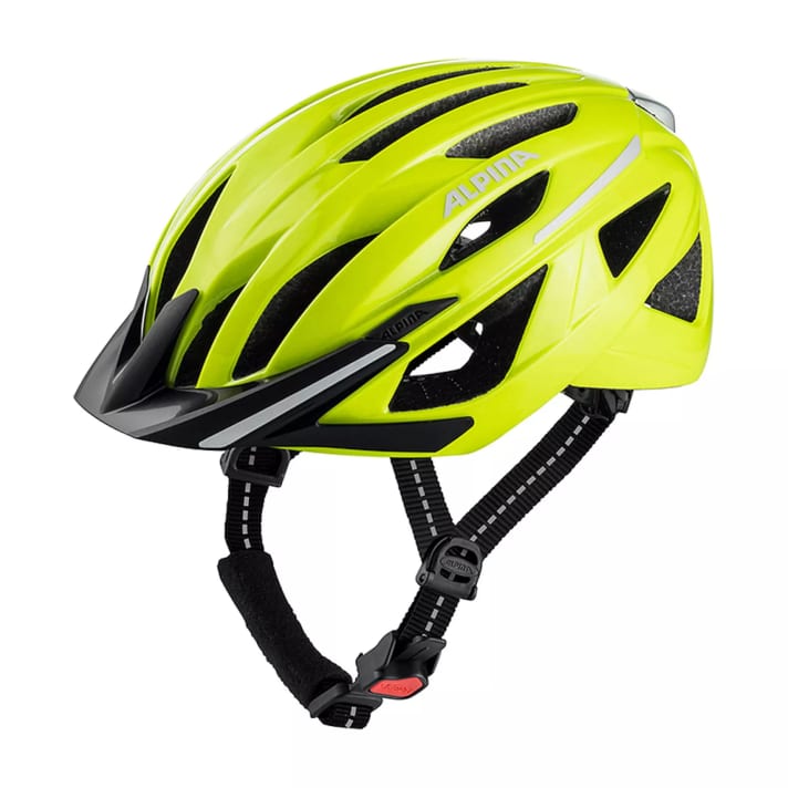 The Alpina Haga Be Visible in neon yellow combines a rear light, reflective stripes and highly visible colours
