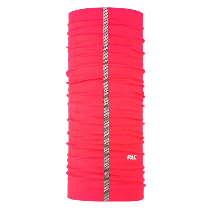 Multifunctional scarf in neon pink with reflective stripes