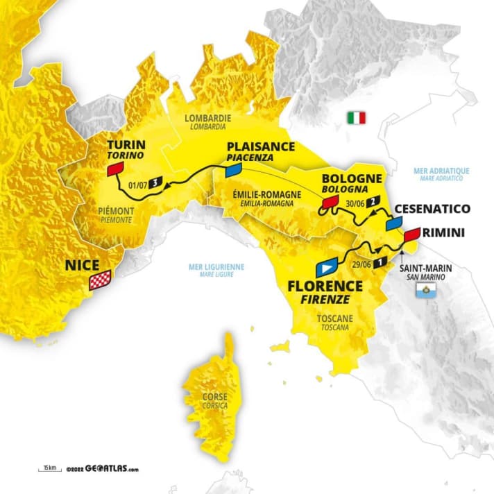 Die ersten drei Etappen der Tour de France 2024 finden in Italien statt