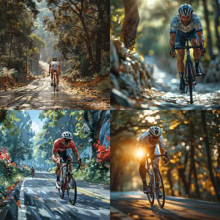 “cyclist roadbike small road”