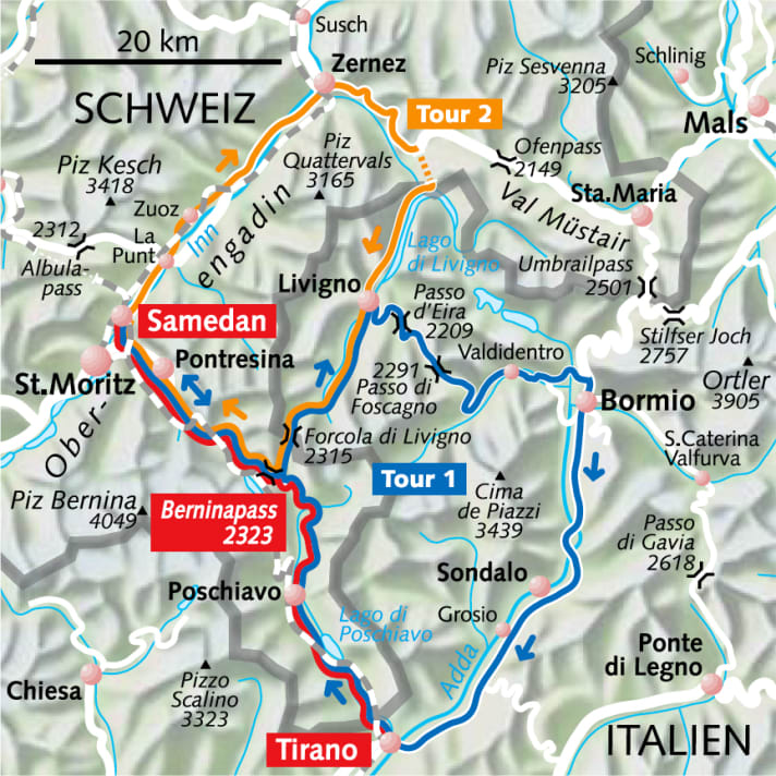   Tour 1 und 2 in der Karte 