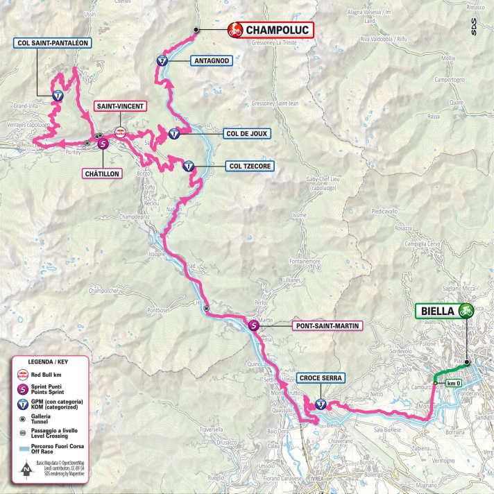Die 19. Etappe auf der Karte