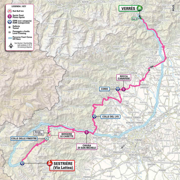 Die 20. Etappe auf der Karte