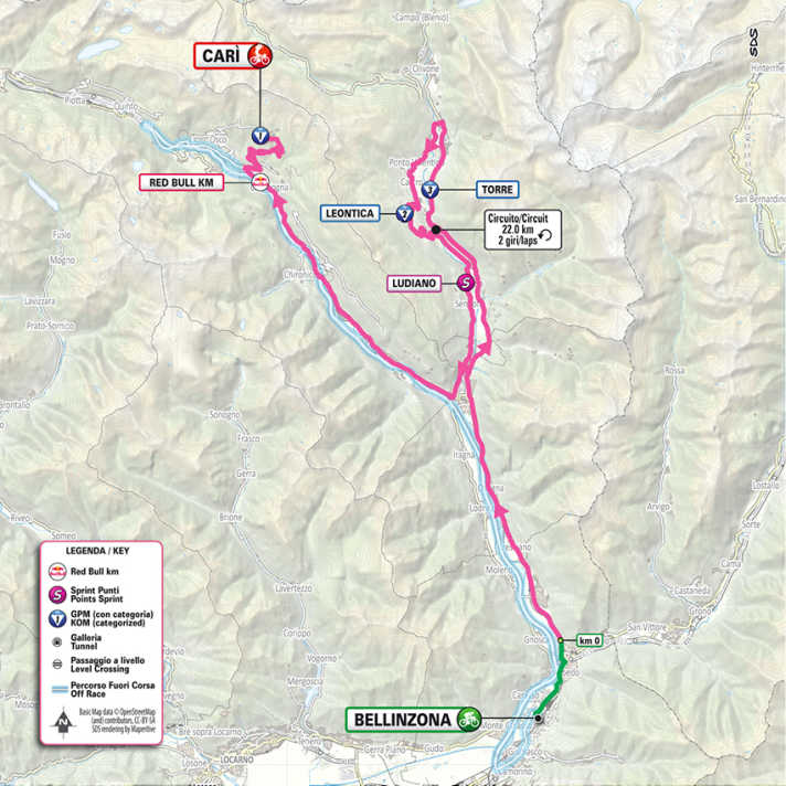 The route of the 16th stage of the Giro d'Italia 2026