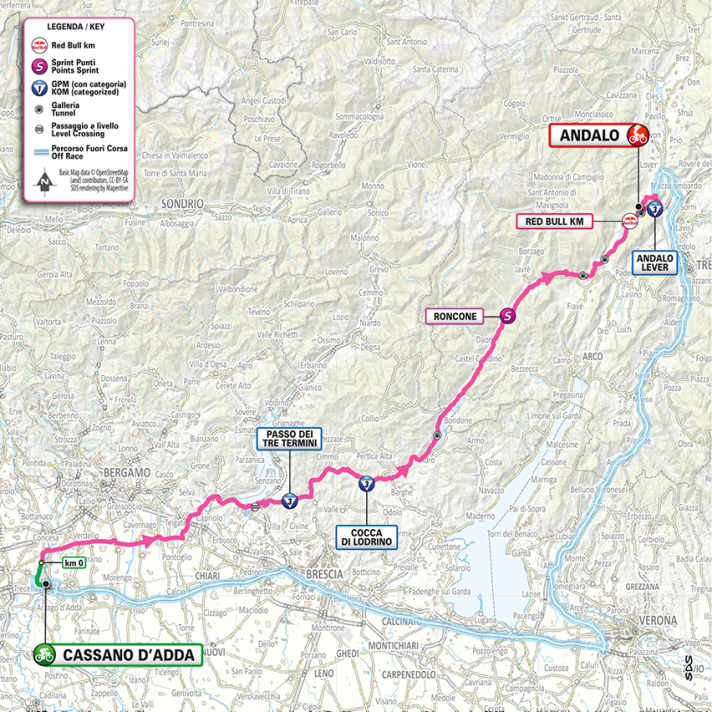 Die Strecke der 17. Etappe des Giro d’Italia 2026