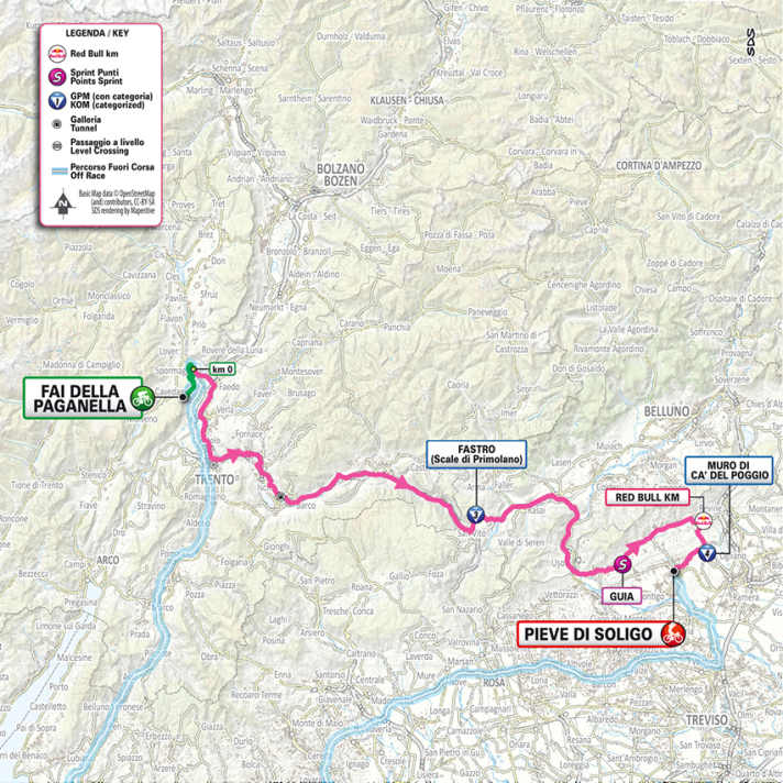 Die Strecke der 18. Etappe des Giro d’Italia 2026