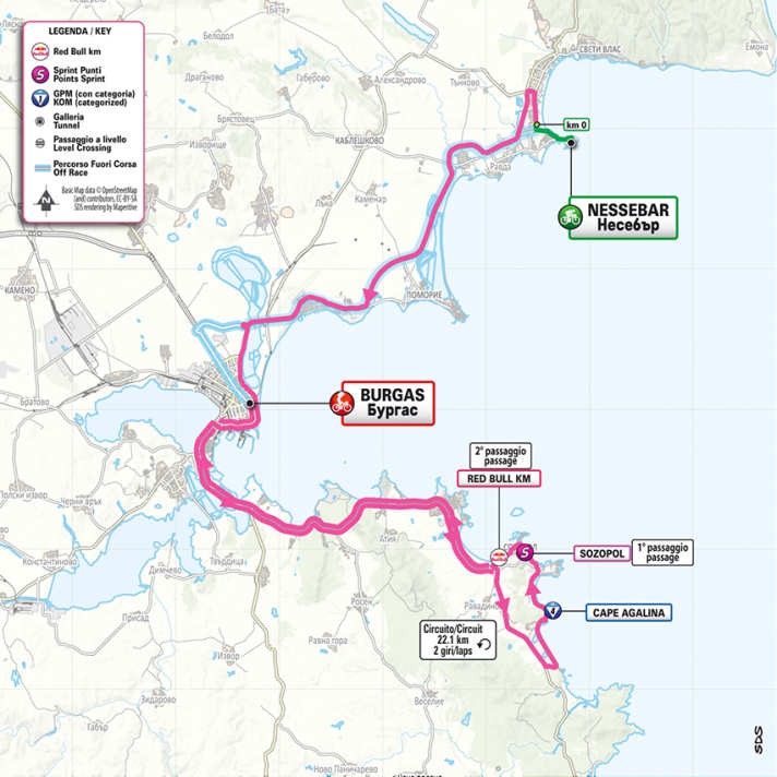 The route of stage 1 of the Giro d'Italia 2026