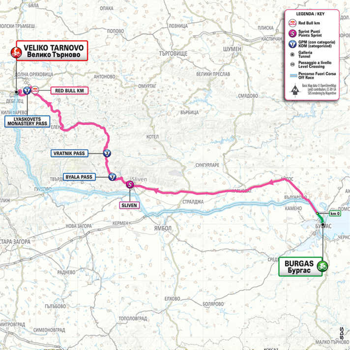 The route of stage 2 of the Giro d'Italia 2026