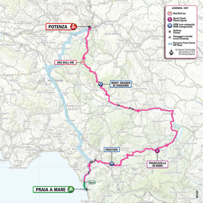 The route of stage 5 of the Giro d'Italia 2026