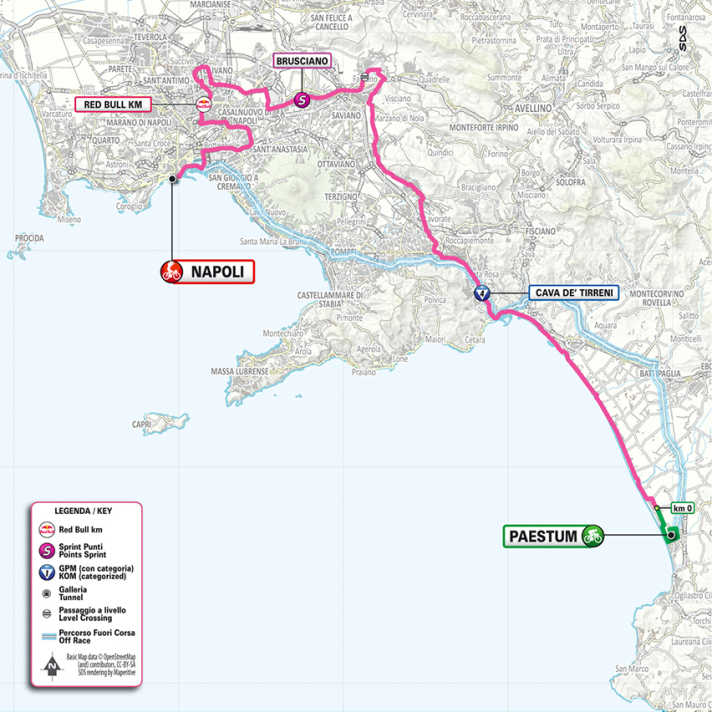 The route of stage 6 of the Giro d'Italia 2026
