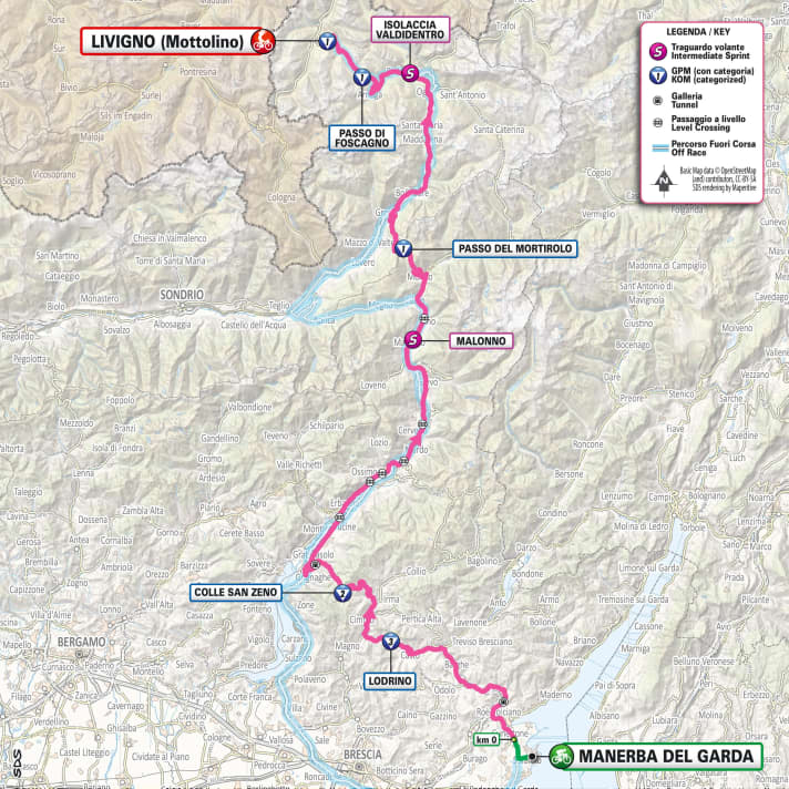 Die 15. Etappe des Giro d’Italia 2024 auf der Karte