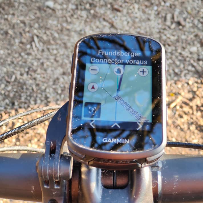 Beliebte MTB-Trails werden beim Edge 540/840 angezeigt, hier der “Frundsberger Connector”