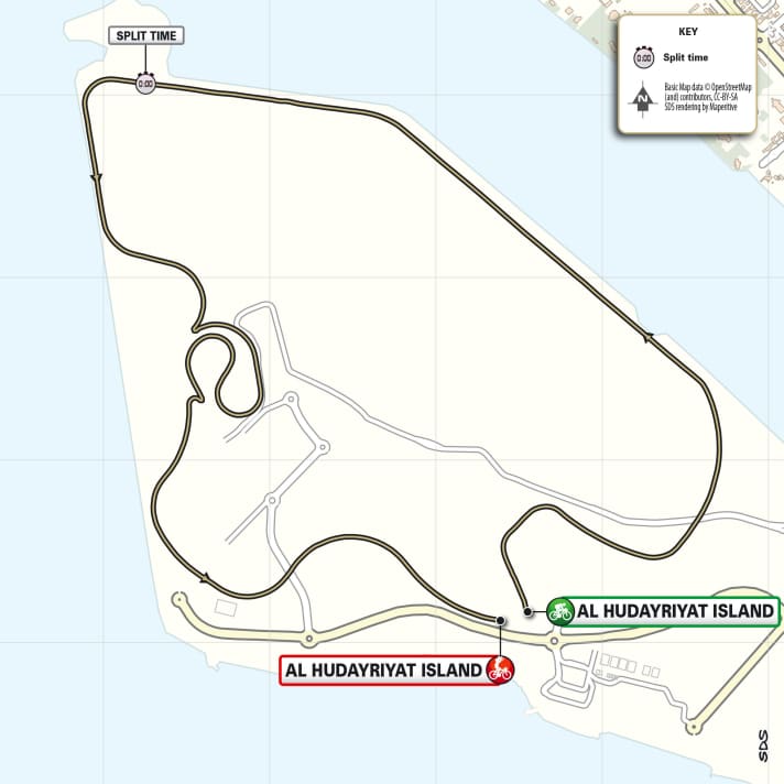 The route of the 2nd stage of the UAE Tour 2024.