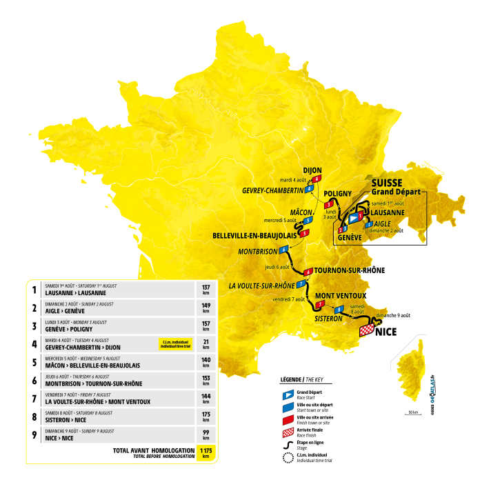 Die Strecke der Tour de France Femmes 2026 in der Übersicht