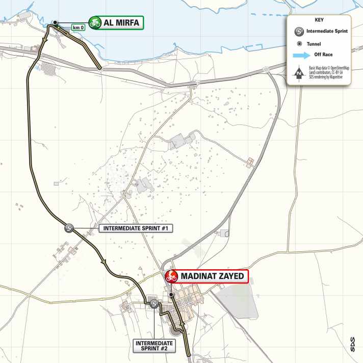 La 1ère étape de l'UAE Tour Women 2026 sur la carte